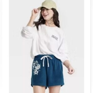 New Grayson Threads Blue White Surf Shop  Shorts Drawstring Waistband Size Small